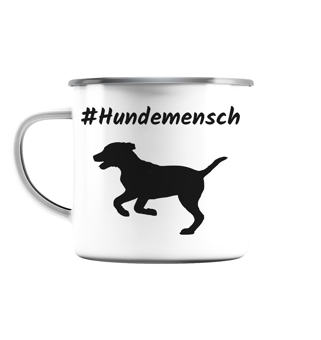 Tasse #Hundemensch, Emaille (Silber)