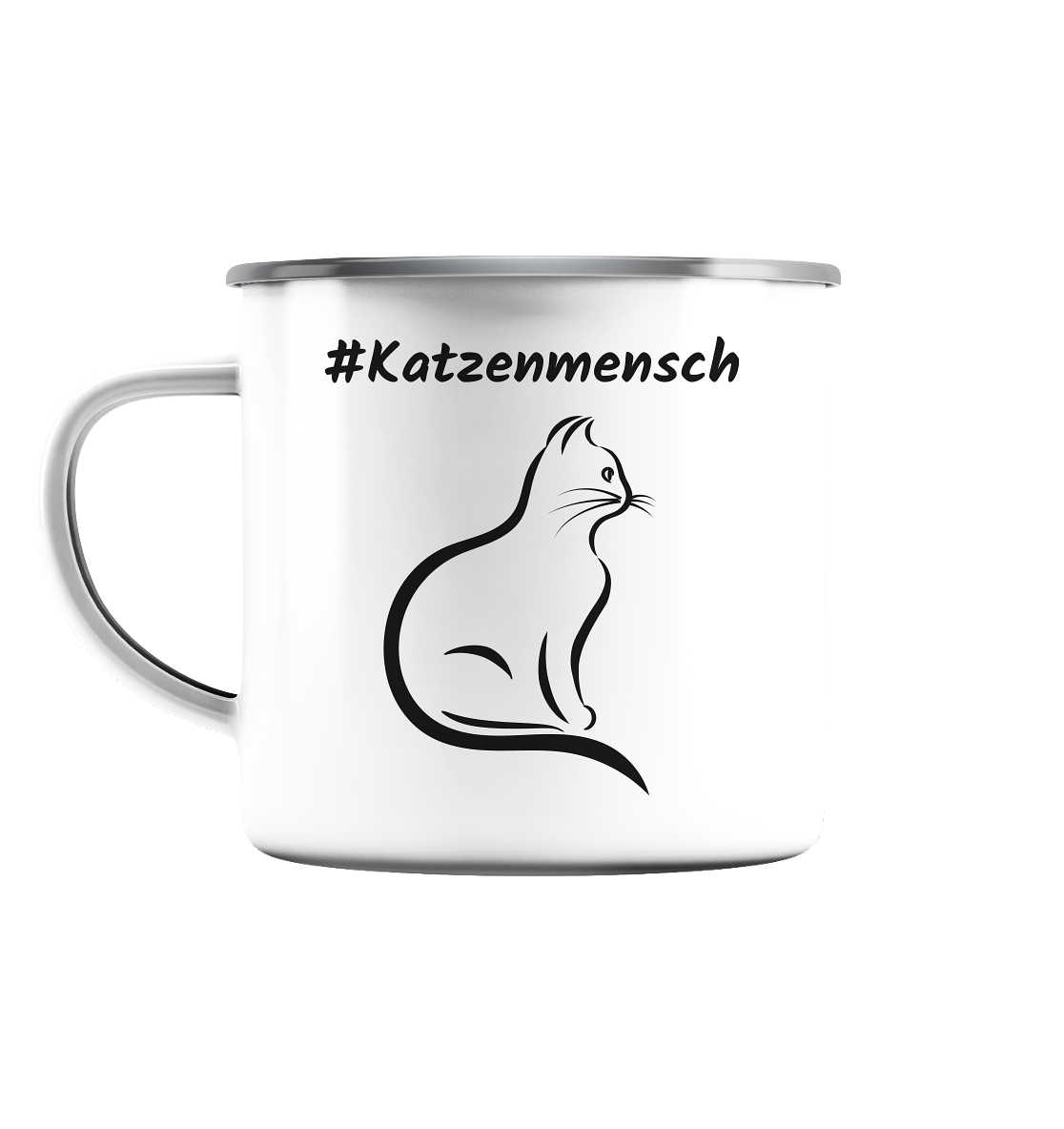 Emaille Tasse (Silber) #Katzenmensch