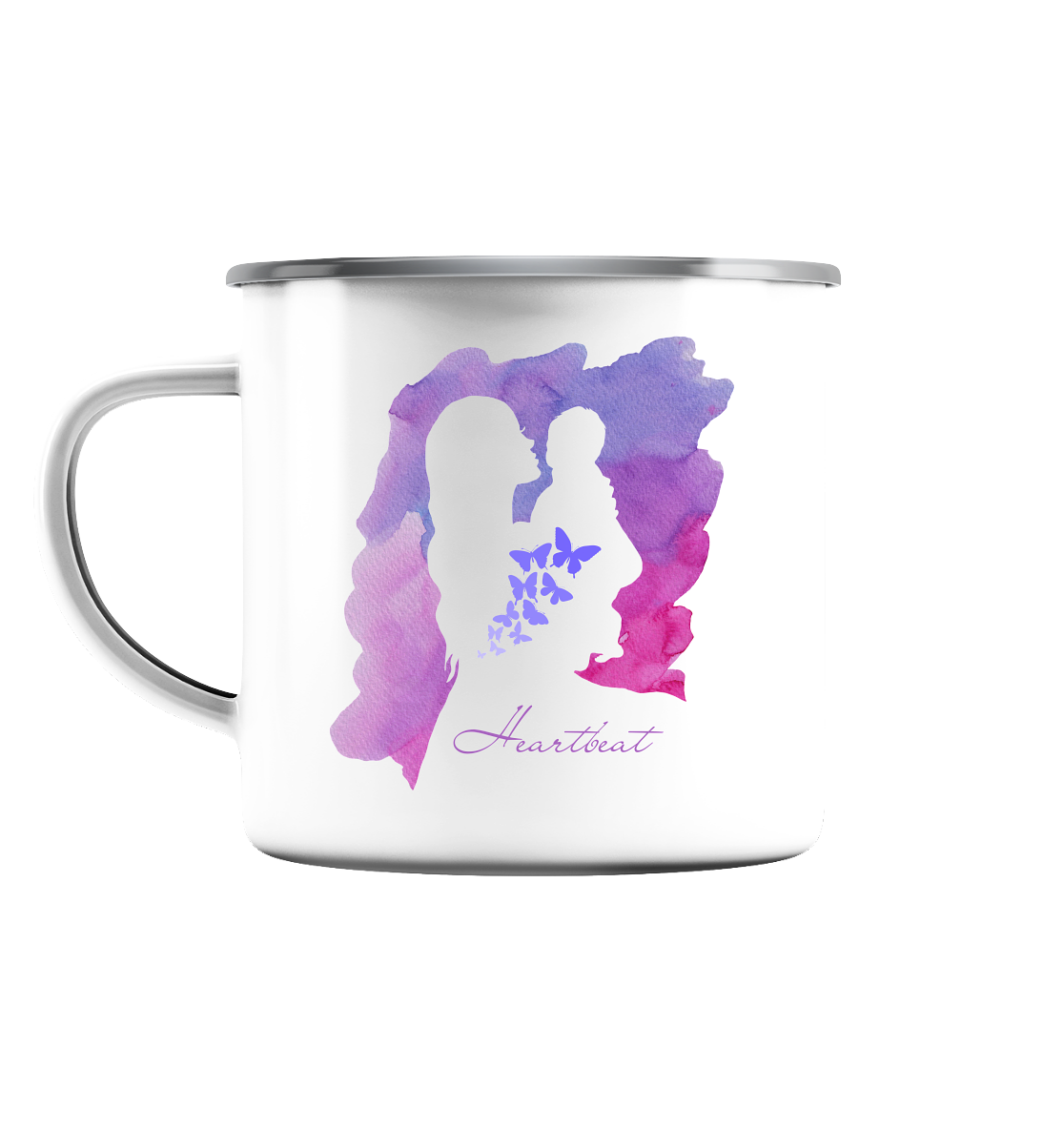 Emaille Tasse (Silber) "Heartbeat"