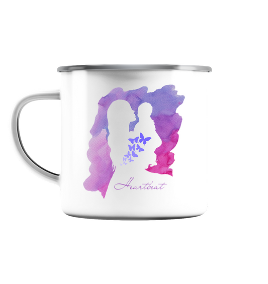 Emaille Tasse (Silber) "Heartbeat"