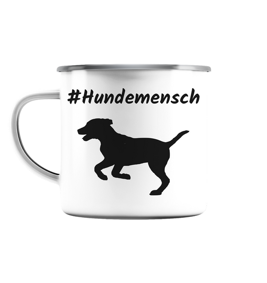 Tasse #Hundemensch, Emaille (Silber)