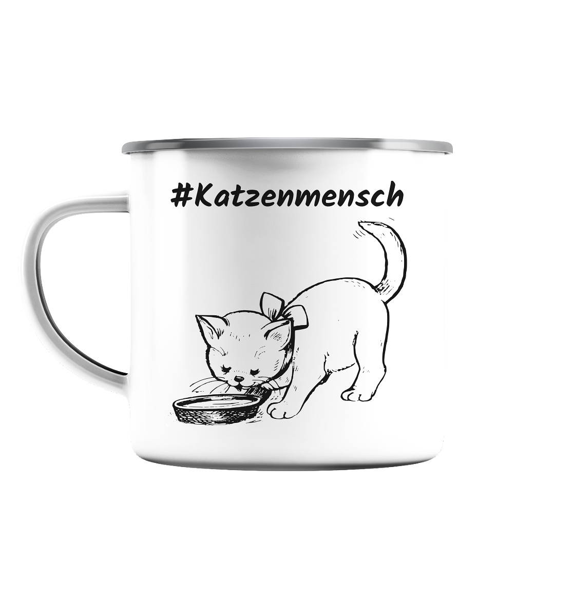 Emaille Tasse (Silber) #Katzenmensch 2