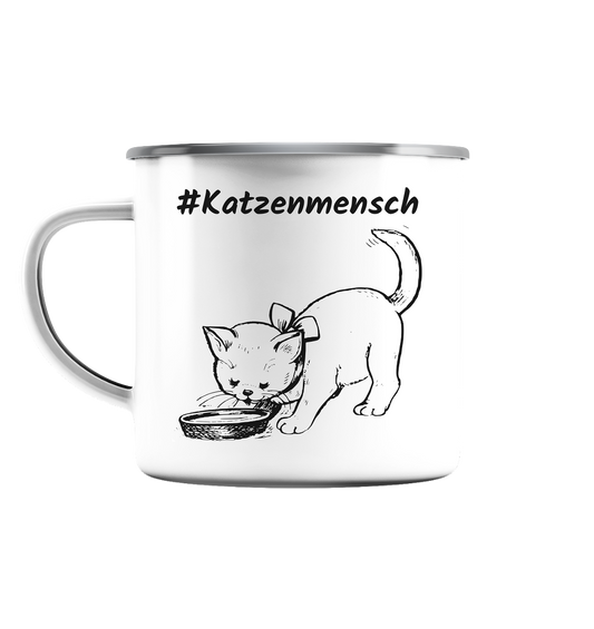 Emaille Tasse (Silber) #Katzenmensch 2