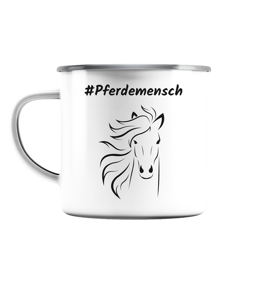 Emaille Tasse (Silber) #Pferdemensch