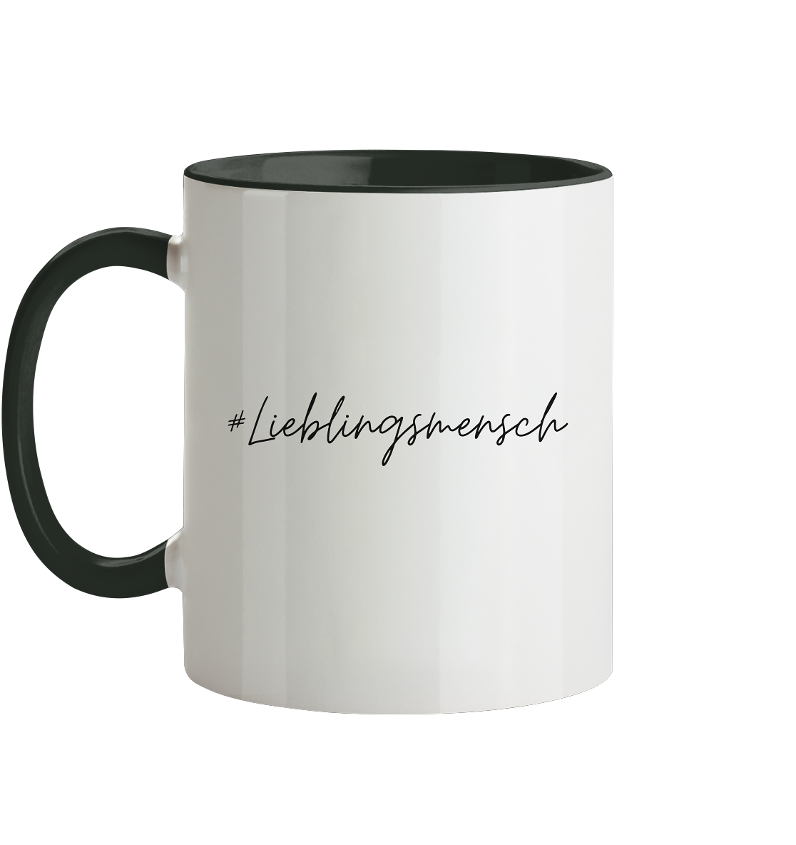 Tasse zweifarbig "#Lieblingsmensch" schwarze Schrift