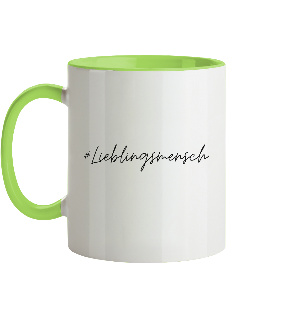 Tasse zweifarbig "#Lieblingsmensch" schwarze Schrift