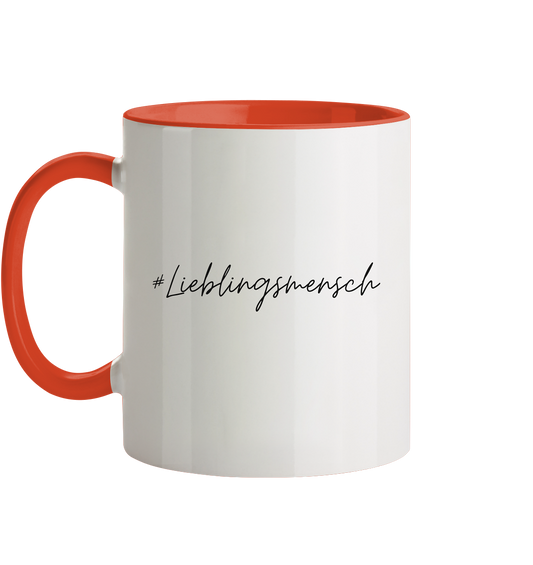 Tasse zweifarbig "#Lieblingsmensch" schwarze Schrift