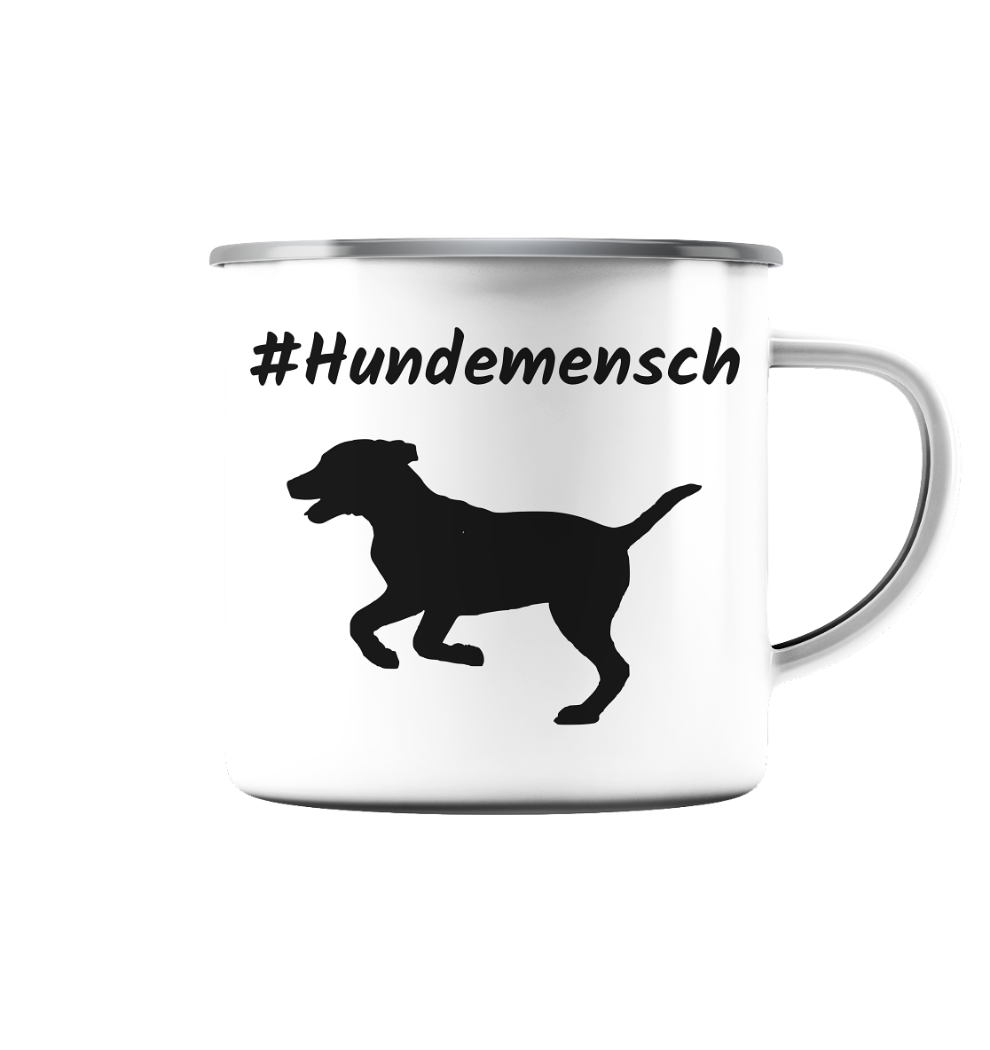 Tasse #Hundemensch, Emaille (Silber)