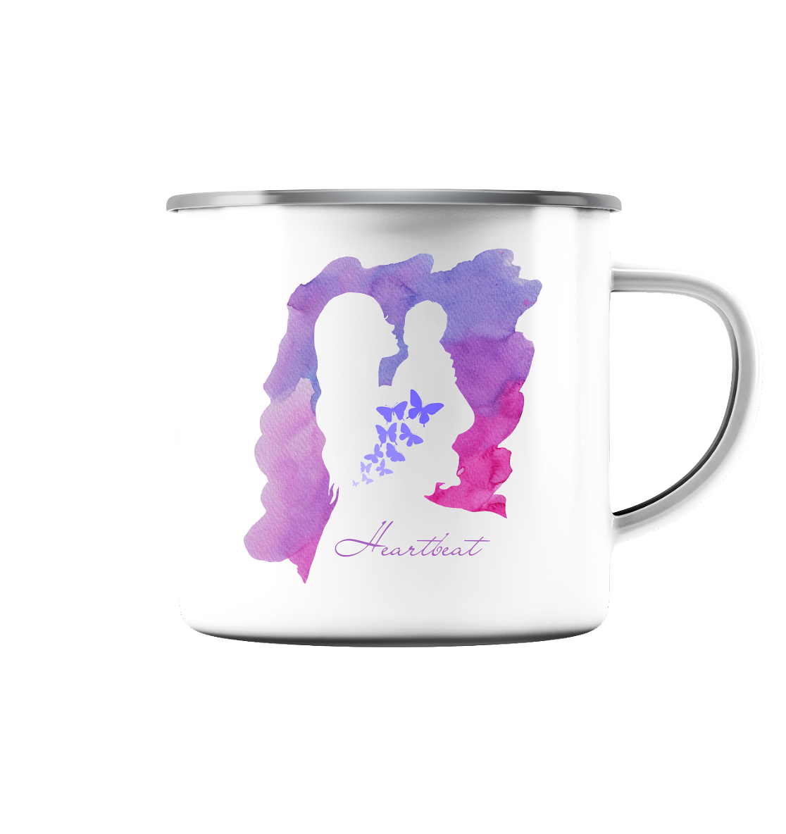 Emaille Tasse (Silber) "Heartbeat"