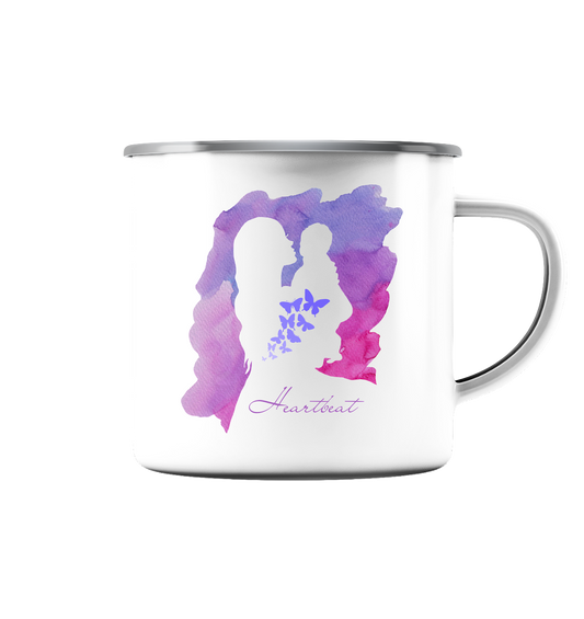 Emaille Tasse (Silber) "Heartbeat"