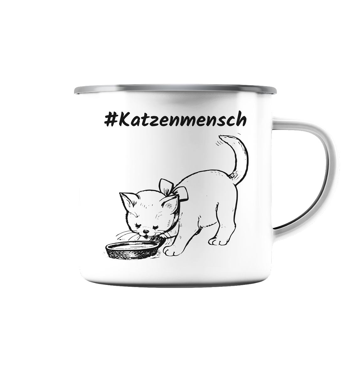 Emaille Tasse (Silber) #Katzenmensch 2