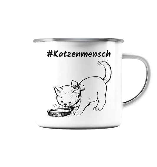 Emaille Tasse (Silber) #Katzenmensch 2