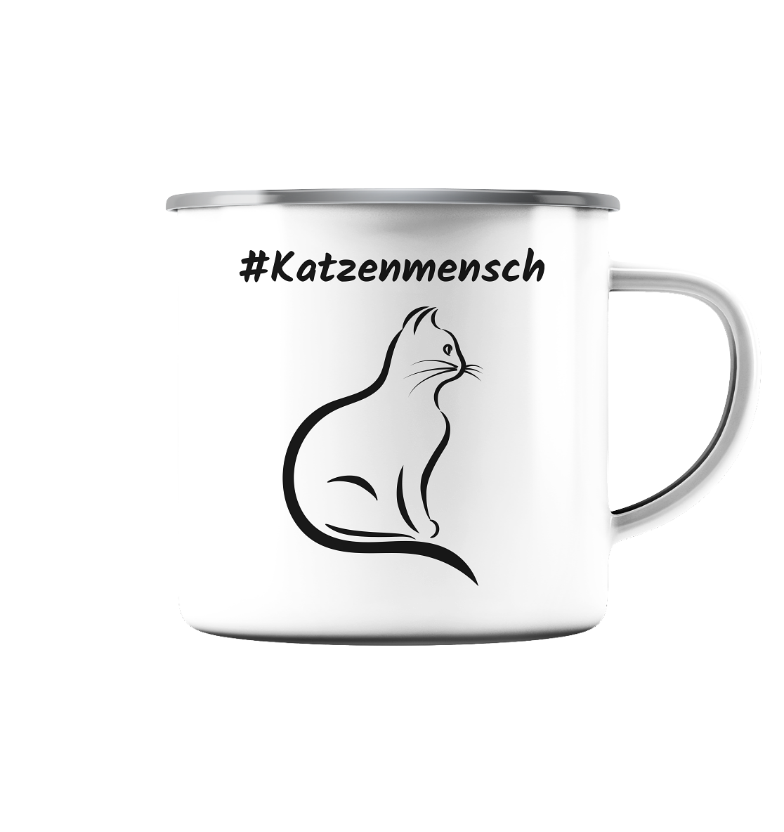 Emaille Tasse (Silber) #Katzenmensch