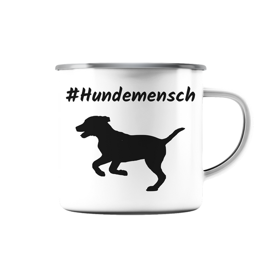 Tasse #Hundemensch, Emaille (Silber)