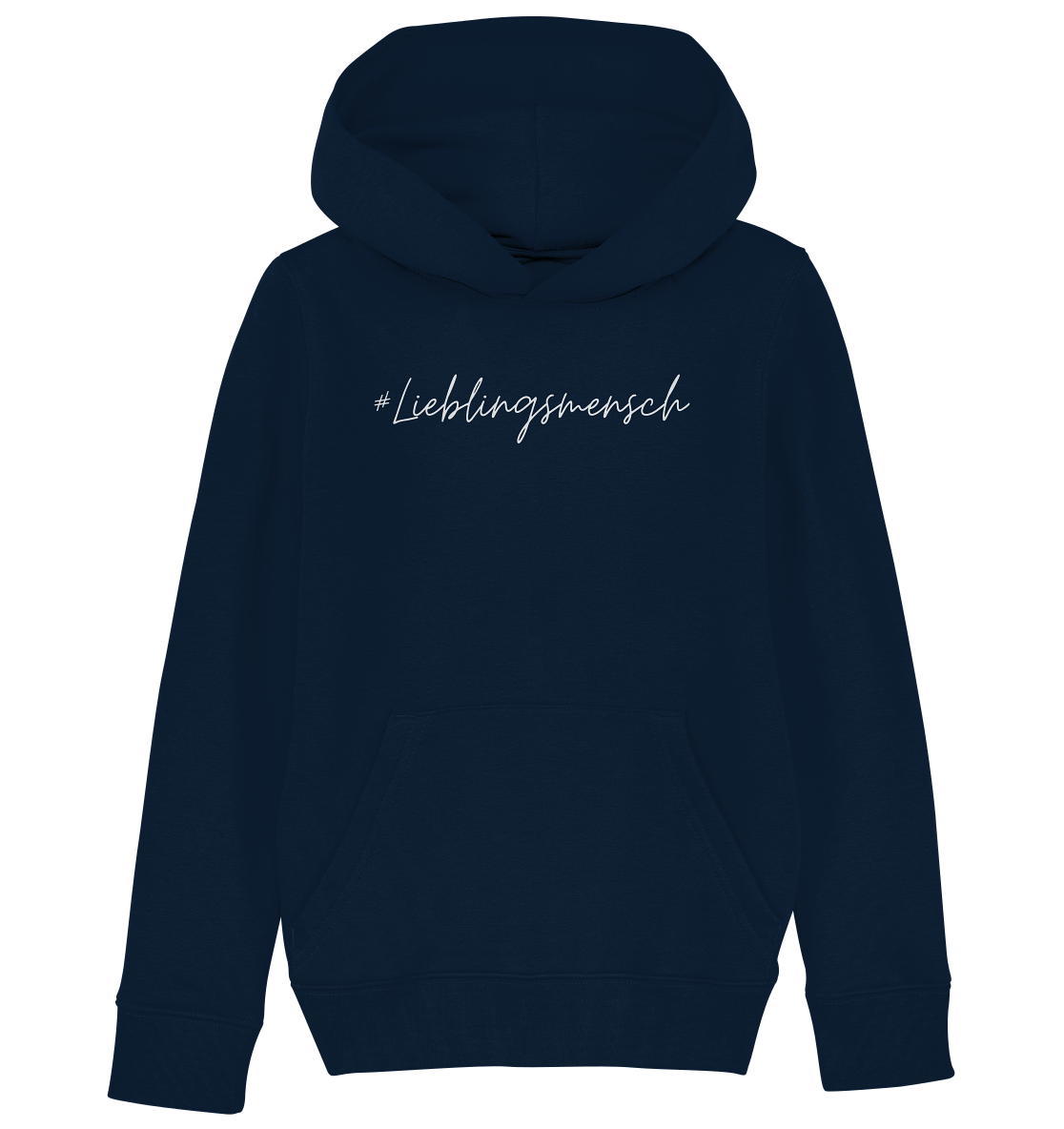 Kinder Hoodie "#Lieblingsmensch" weiße Schrift - aus 85% Bio-Baumwolle