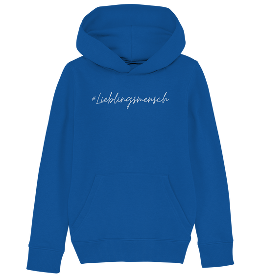 Kinder Hoodie "#Lieblingsmensch" weiße Schrift - aus 85% Bio-Baumwolle