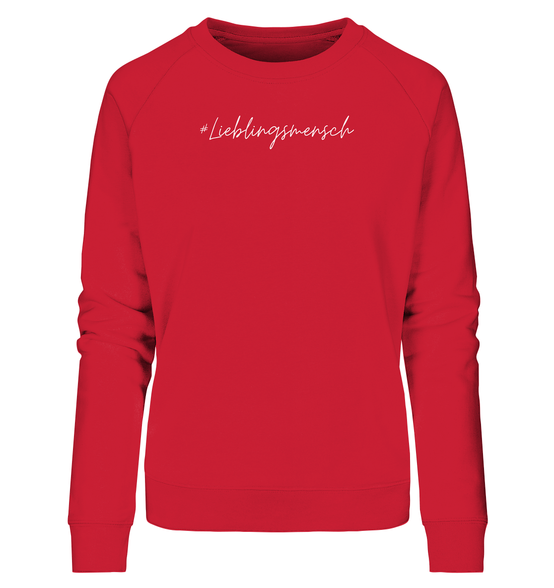 Damen Sweatshirt #Lieblingsmensch, weiße Schrift - aus 85% Bio-Baumwolle