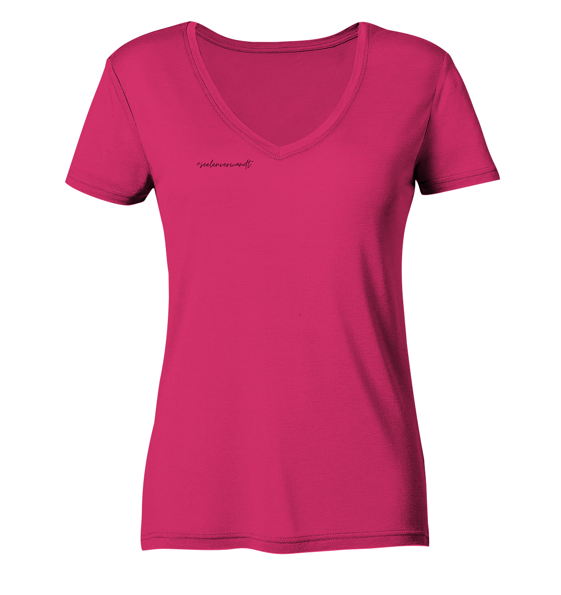 Damen V-Neck Shirt #seelenverwandt , schwarze Schrift - aus 100% Bio-Baumwolle