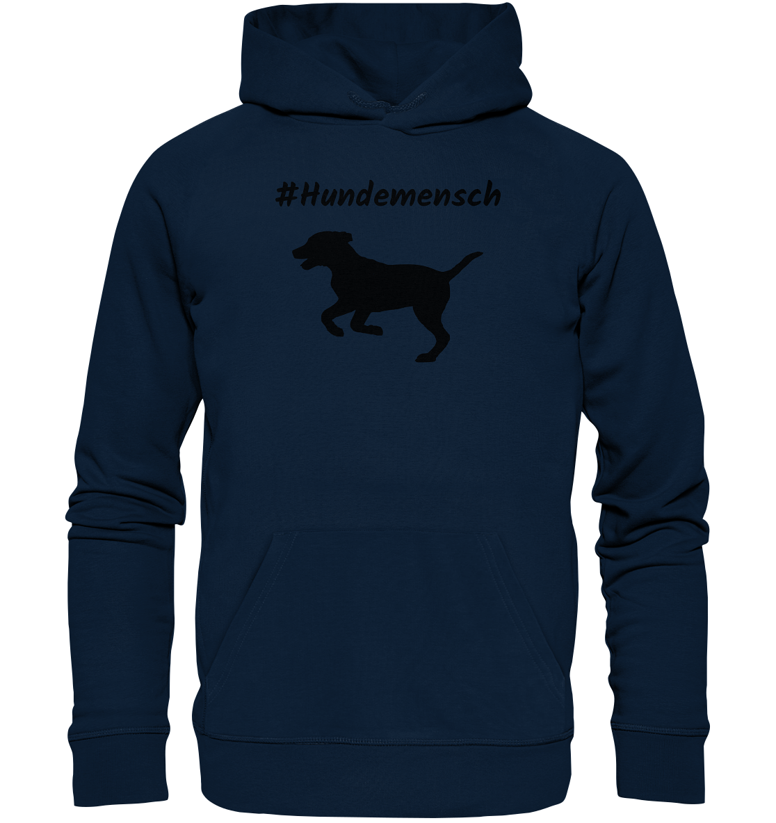 Hoodie #Hundemensch, schwarze Schrift - aus 85% Bio-Baumwolle