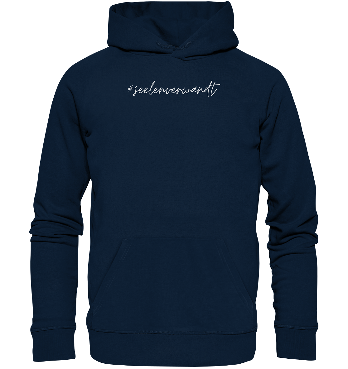 Herren Hoodie #seelenverwandt, weiße Schrift - aus 85% Bio-Baumwolle