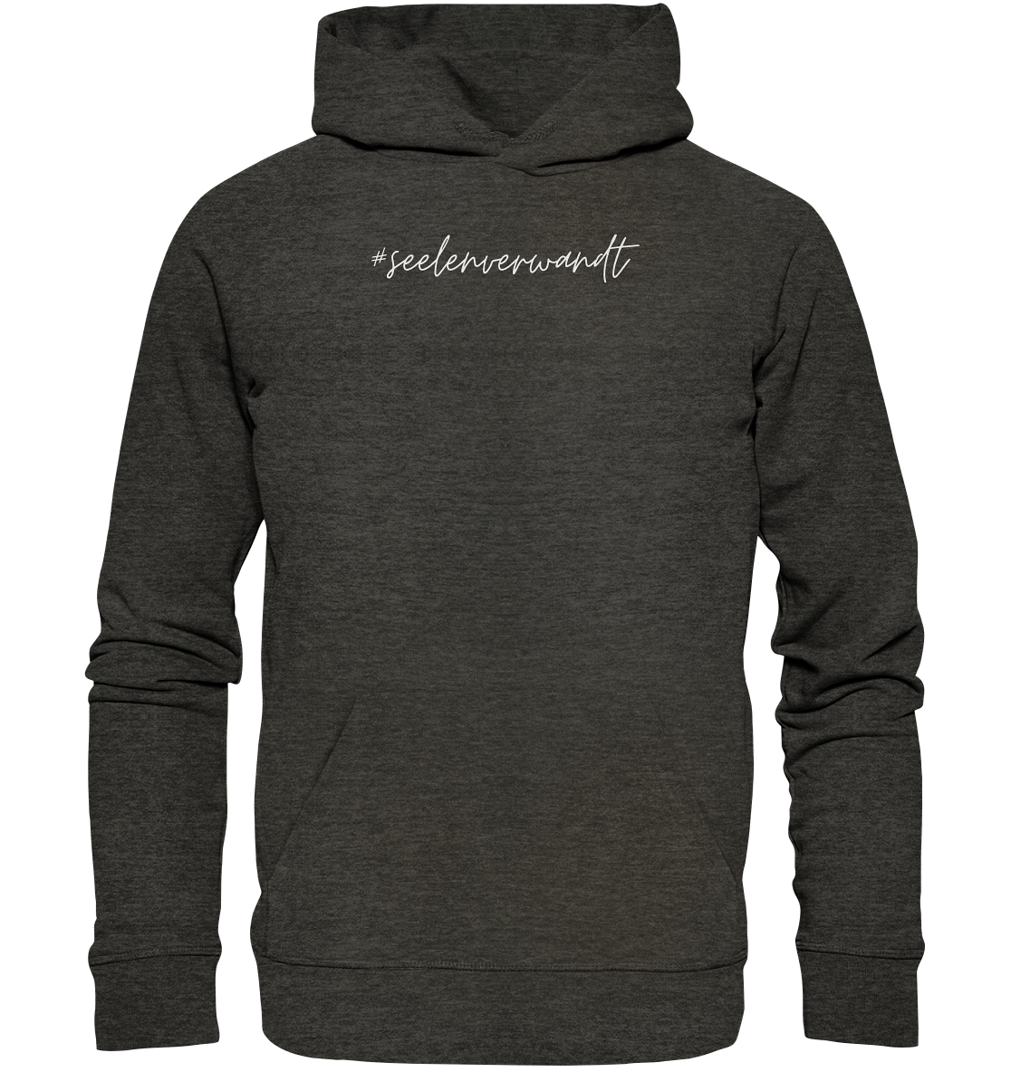 Herren Hoodie #seelenverwandt, weiße Schrift - aus 85% Bio-Baumwolle