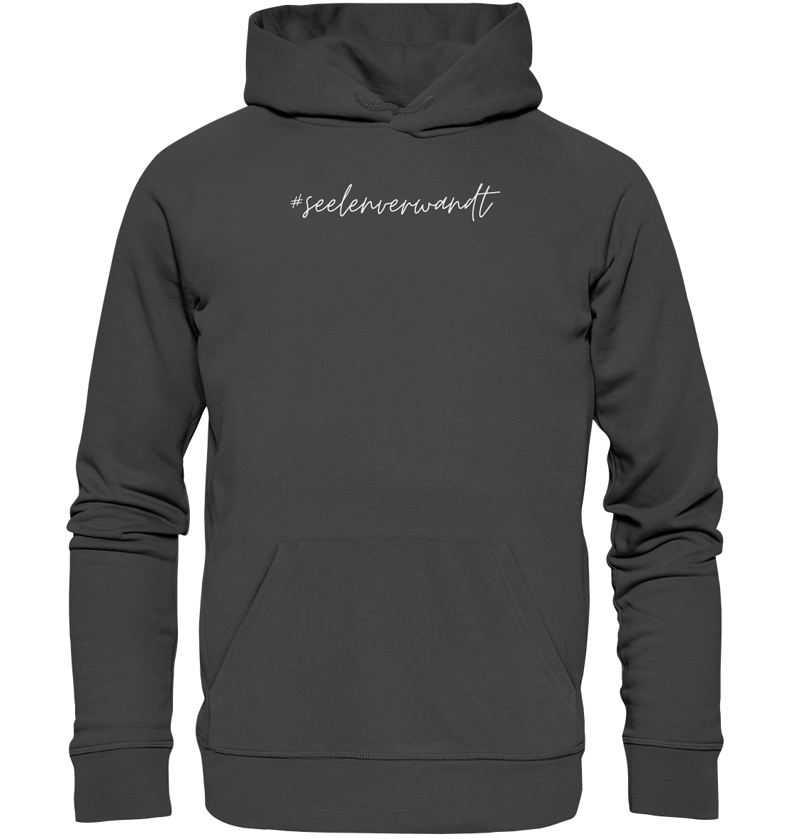 Herren Hoodie #seelenverwandt, weiße Schrift - aus 85% Bio-Baumwolle