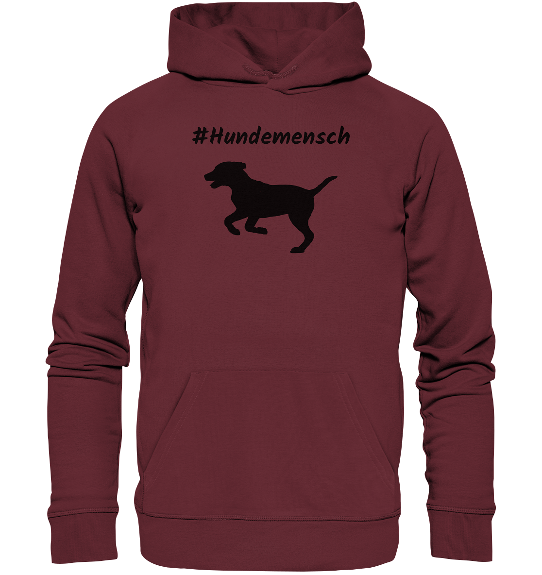 Hoodie #Hundemensch, schwarze Schrift - aus 85% Bio-Baumwolle