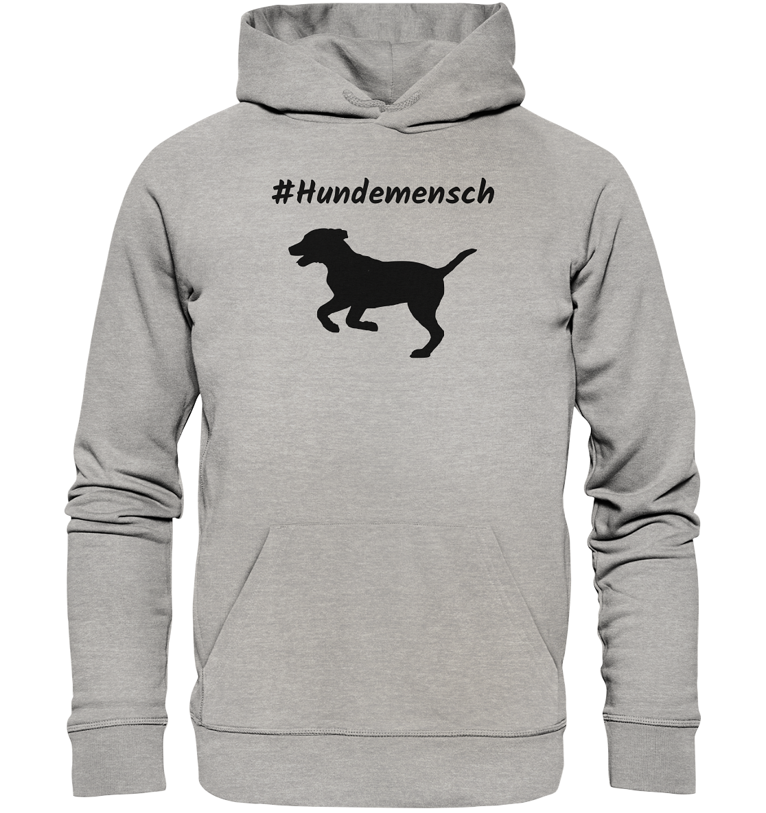 Hoodie #Hundemensch, schwarze Schrift - aus 85% Bio-Baumwolle