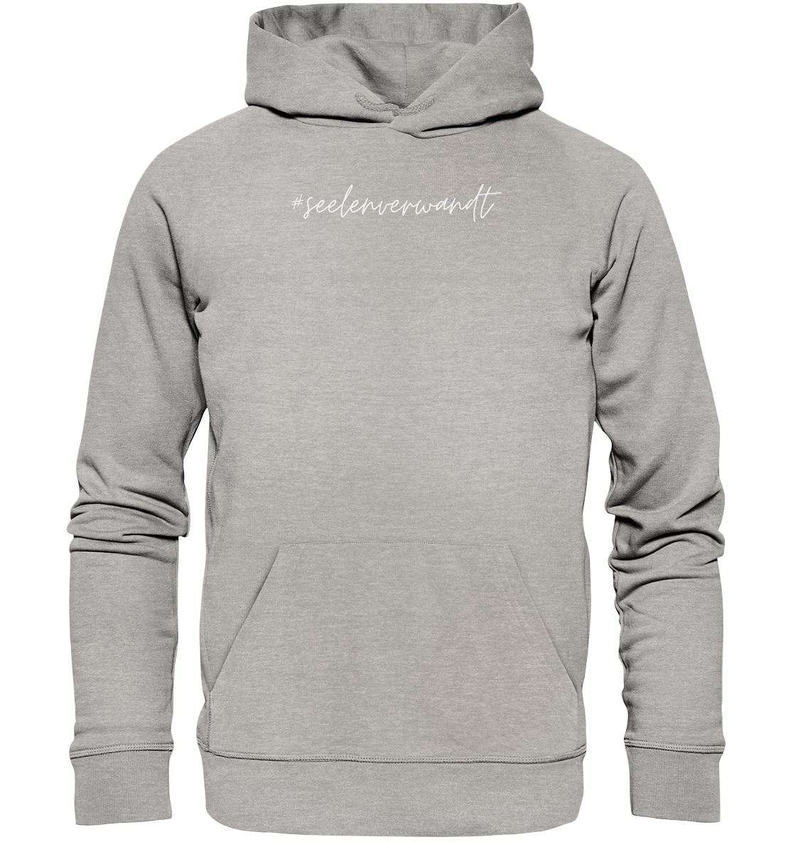 Herren Hoodie #seelenverwandt, weiße Schrift - aus 85% Bio-Baumwolle