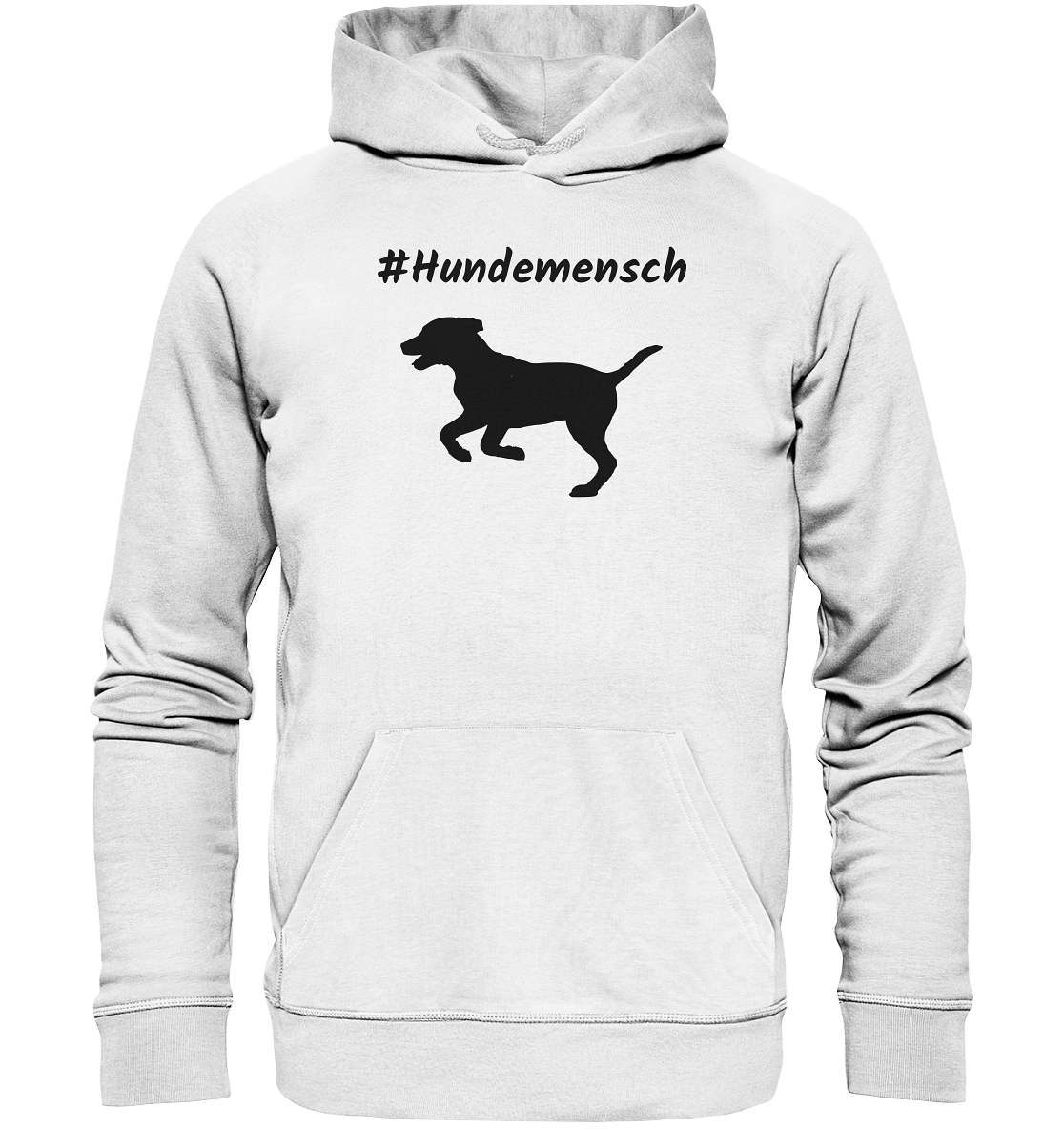 Hoodie #Hundemensch, schwarze Schrift - aus 85% Bio-Baumwolle