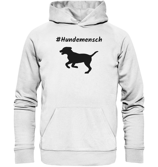 Hoodie #Hundemensch, schwarze Schrift - aus 85% Bio-Baumwolle