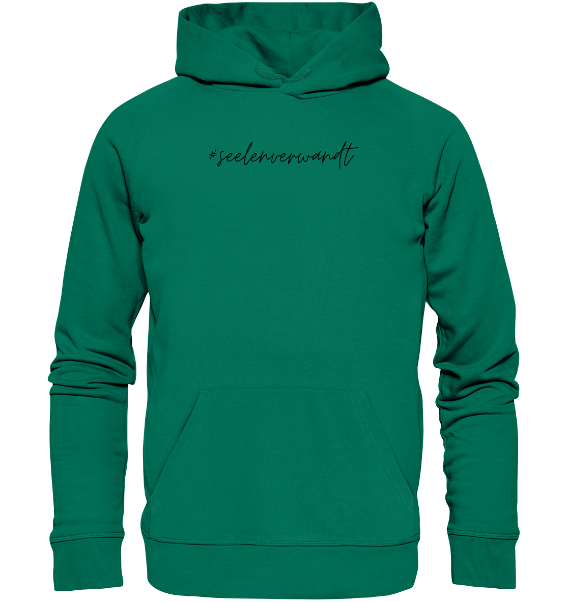 Damen Hoodie #seelenverwandt, schwarze Schrift - aus 85% Bio-Baumwolle