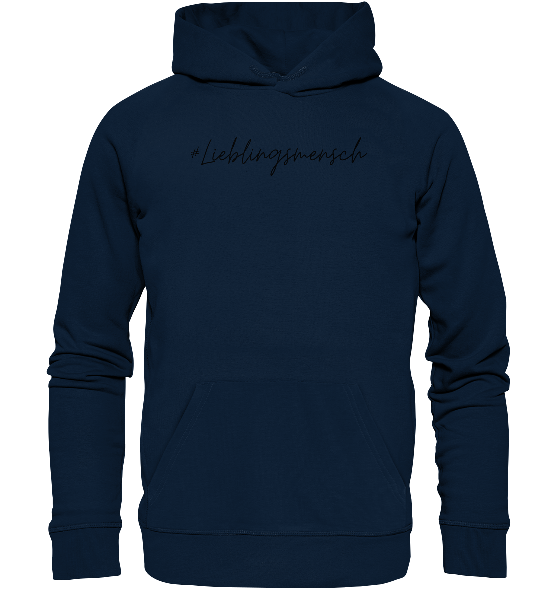 Hoodie #Lieblingsmensch, schwarze Schrift- aus 85% Bio-Baumwolle