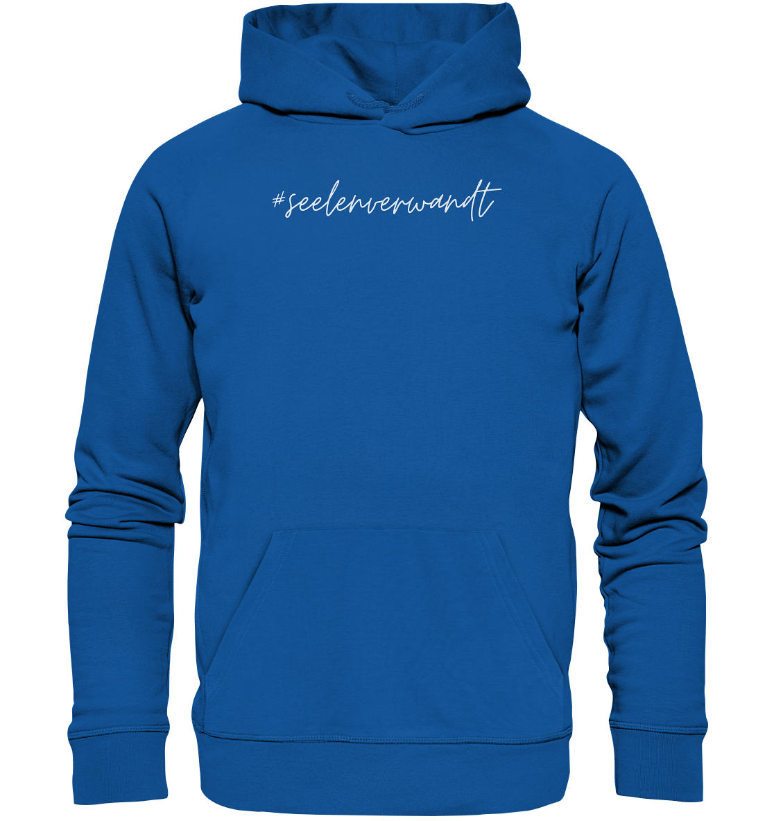 Damen Hoodie #seelenverwandt, weiße Schrift - aus 85% Bio-Baumwolle