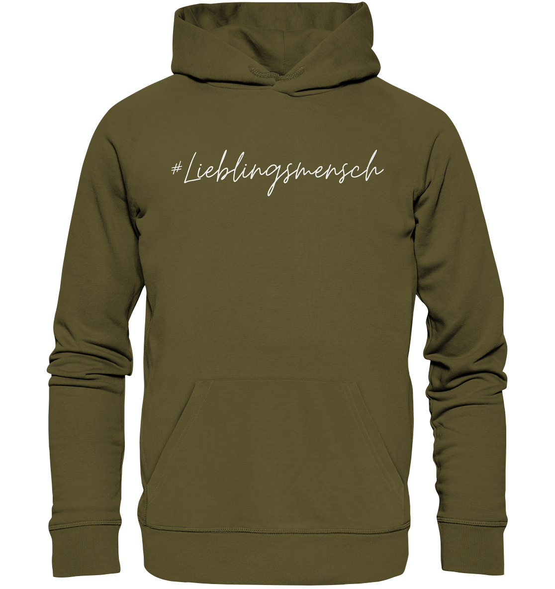 Hoodie #Lieblingsmensch weiße Schrift - aus 85% Bio-Baumwolle