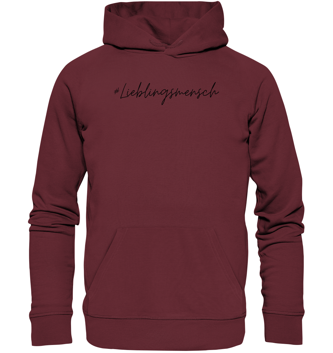 Hoodie #Lieblingsmensch, schwarze Schrift- aus 85% Bio-Baumwolle