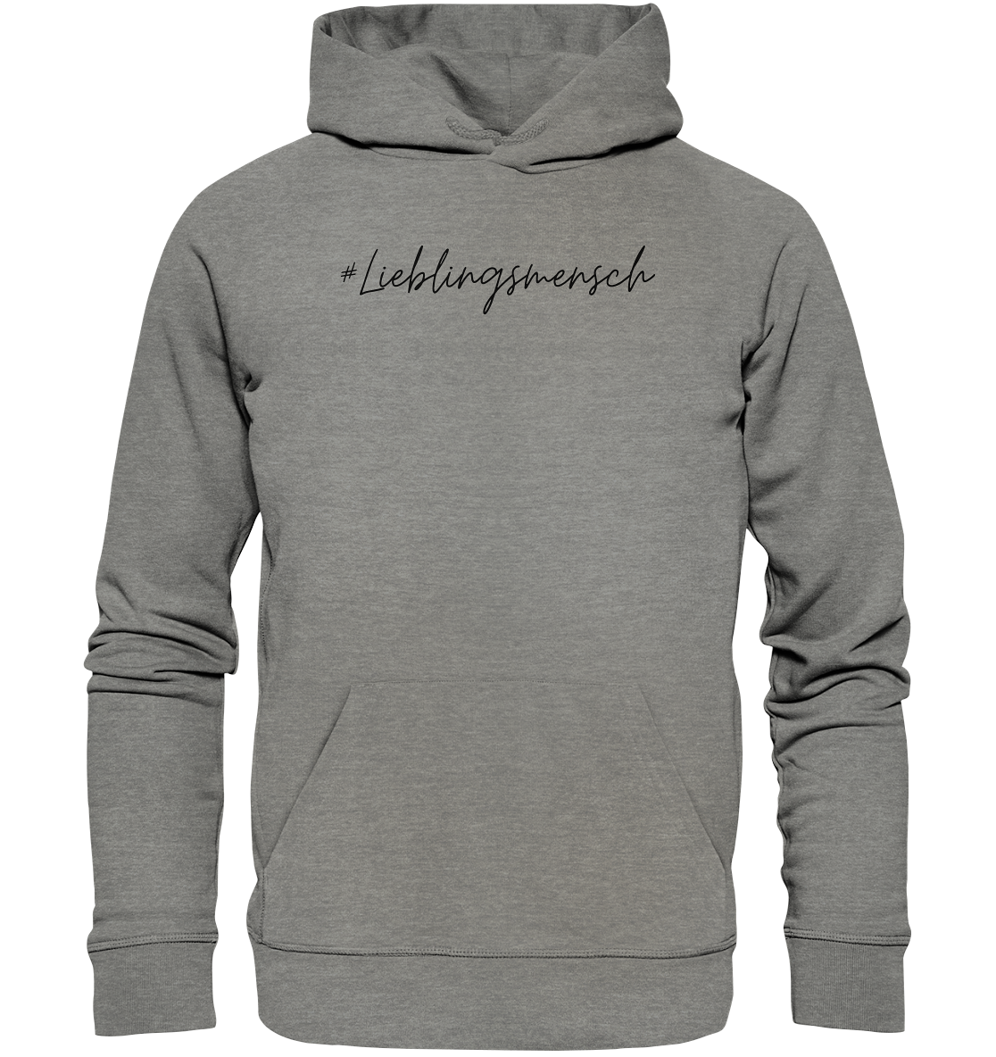 Hoodie #Lieblingsmensch, schwarze Schrift- aus 85% Bio-Baumwolle