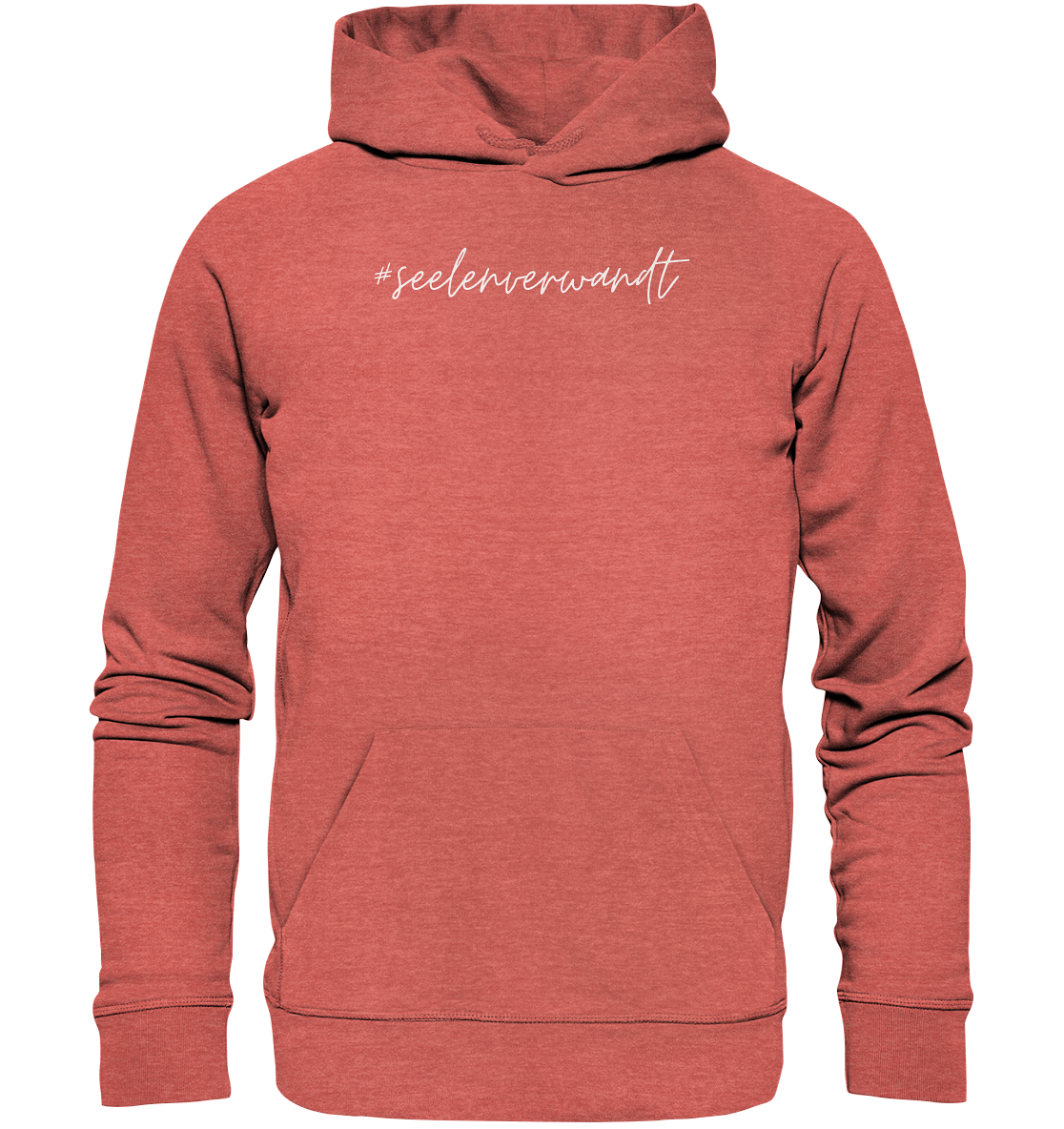 Damen Hoodie #seelenverwandt, weiße Schrift - aus 85% Bio-Baumwolle