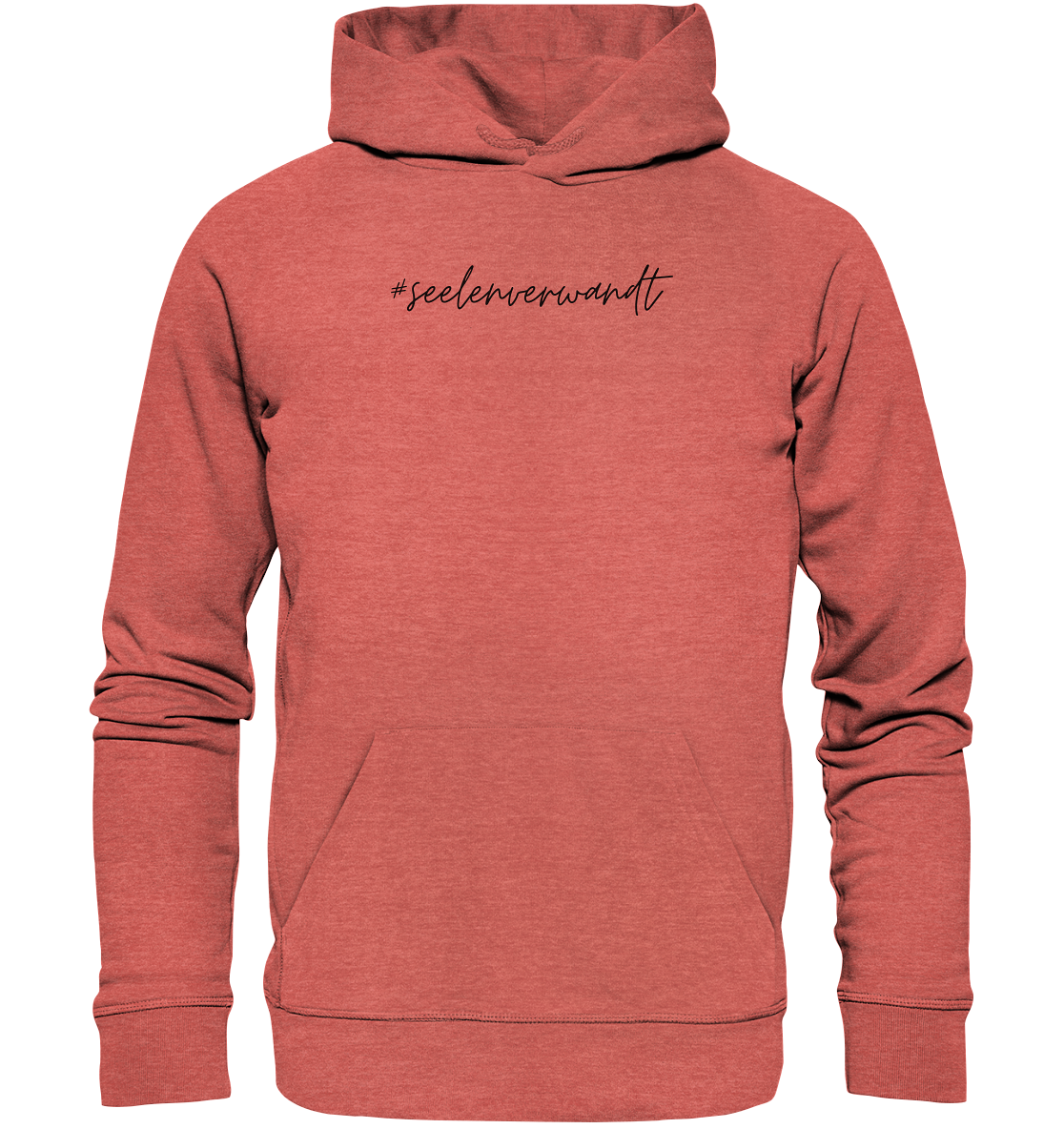 Damen Hoodie #seelenverwandt, schwarze Schrift - aus 85% Bio-Baumwolle