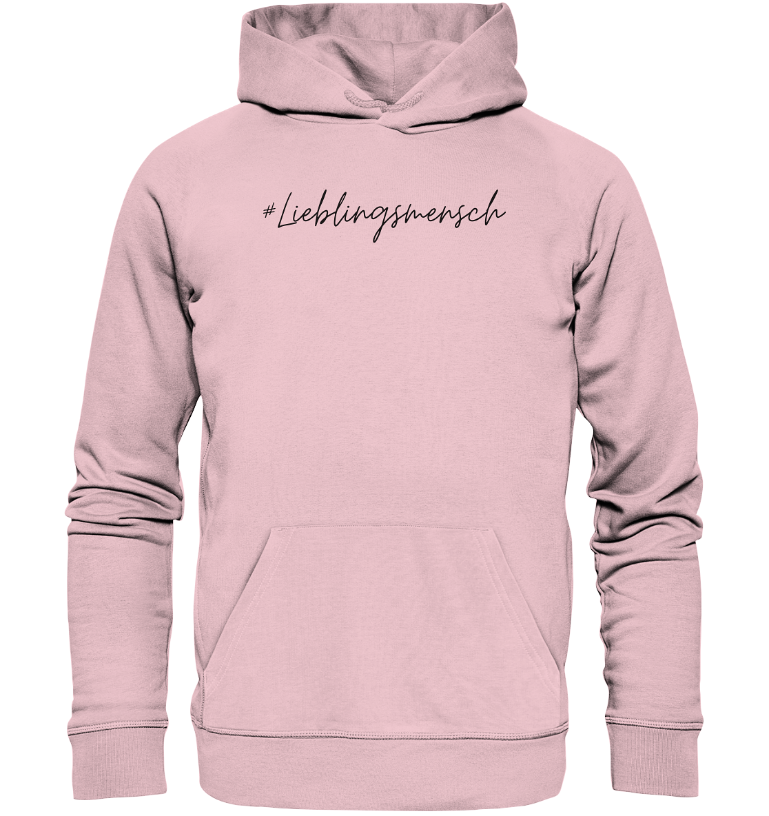 Hoodie #Lieblingsmensch, schwarze Schrift- aus 85% Bio-Baumwolle