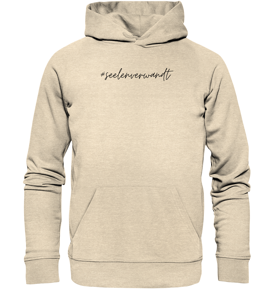 Damen Hoodie #seelenverwandt, schwarze Schrift - aus 85% Bio-Baumwolle