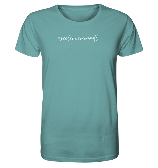 Herren T-Shirt #seelenverwandt, weiße Schrift - aus 100% Bio-Baumwolle