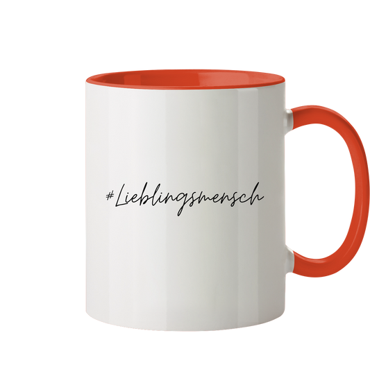 Tasse zweifarbig "#Lieblingsmensch" schwarze Schrift